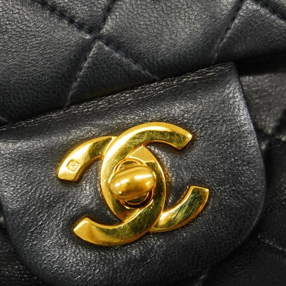 Chanel Shoulder Bag Matelasse W Flap Chain Lambskin Black Gold Hardware Women's - Picture 12 of 13